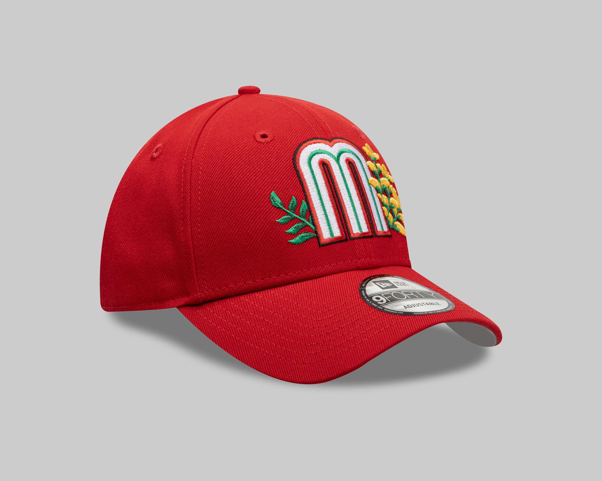 Gorra New Era Roja Iconic M 940 con flores