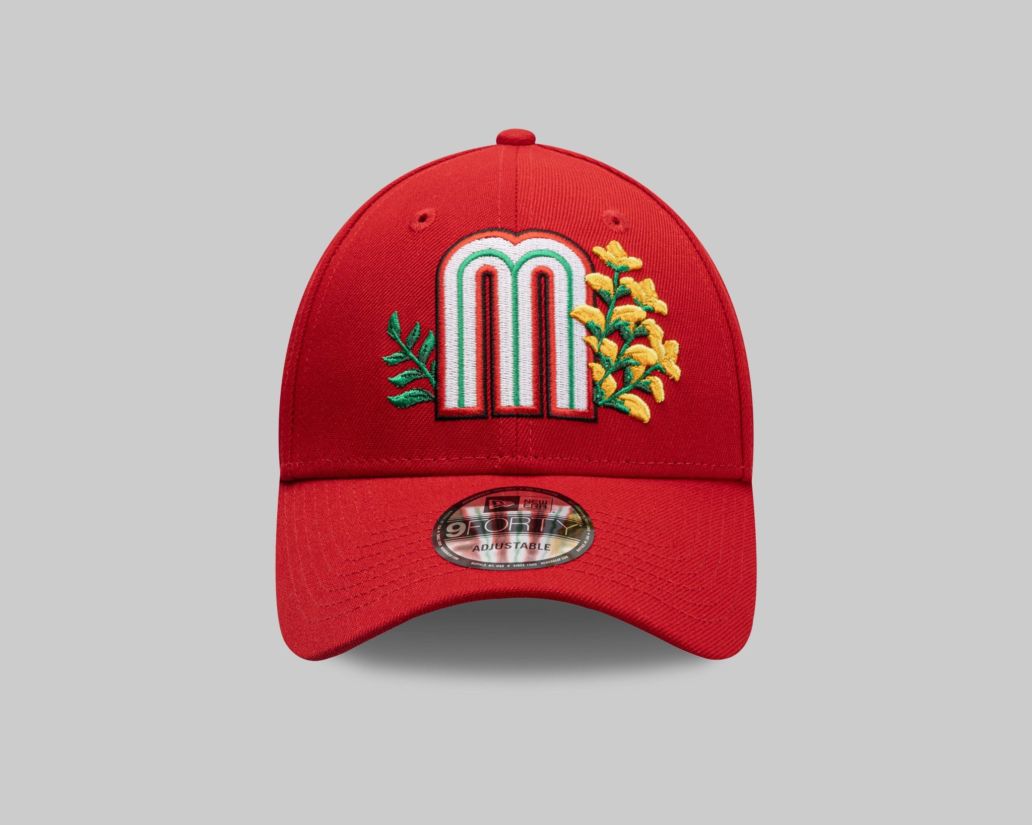Gorra New Era Roja Iconic M 940 con flores