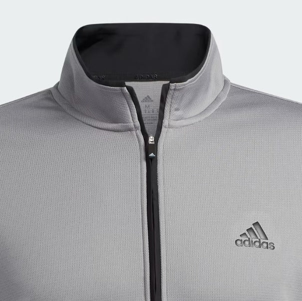 Adidas-SUDADERA QUARTER-ZIP GRIS CLARO