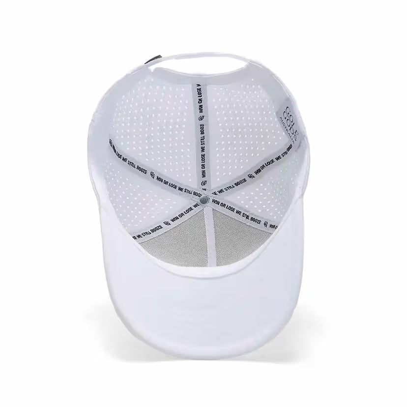 TOUR PRO Clubhouse Patch Golf Hat in White with Curved Brim