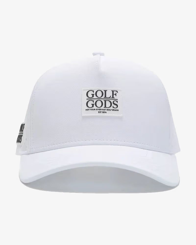 TOUR PRO Clubhouse Patch Golf Hat in White with Curved Brim