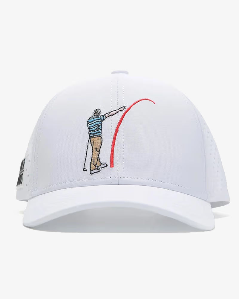 TOUR PRO Mad Slicer Golf Hat in White with Curved Brim