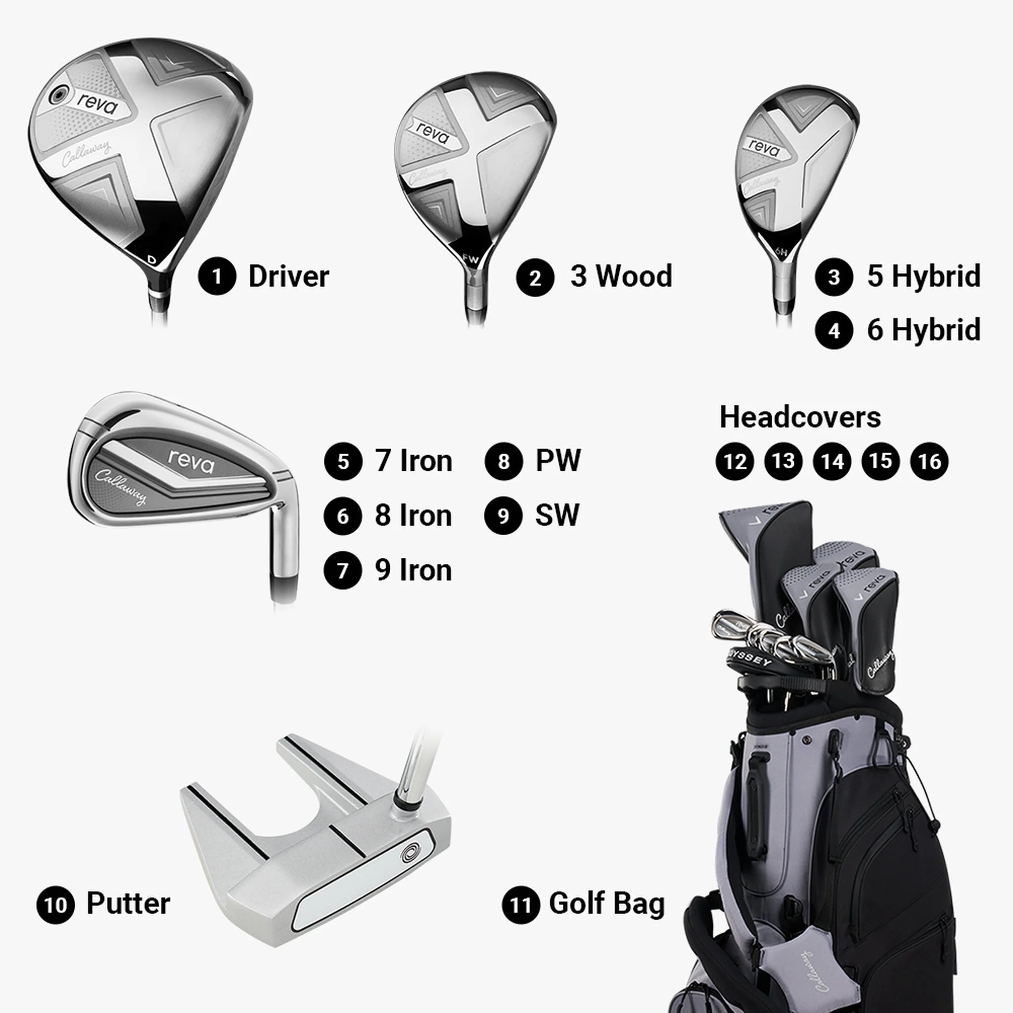 CALLAWAY REVA 26 STAND BAG SET 11 PIEZAS