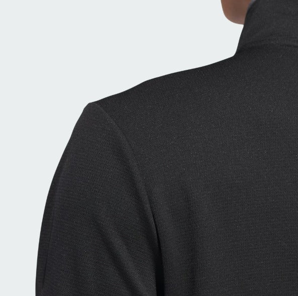 Adidas Sudadera Negra Liviana Con Medio Cierre