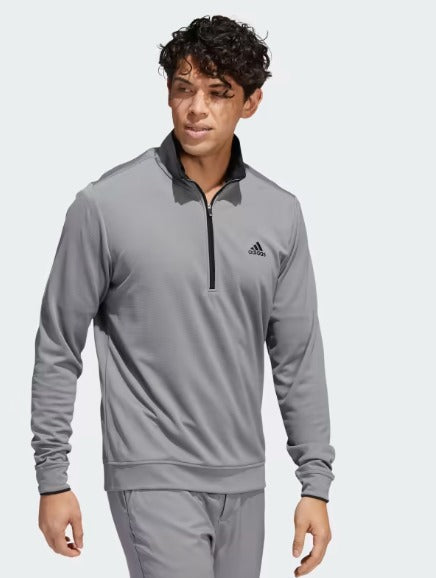 Adidas-SUDADERA QUARTER-ZIP GRIS CLARO