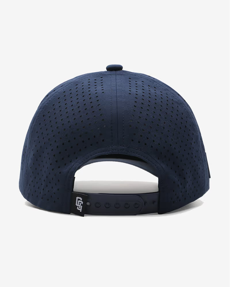 TOUR PRO Golf Gods Script Golf Hat in Navy Blue with Curved Brim