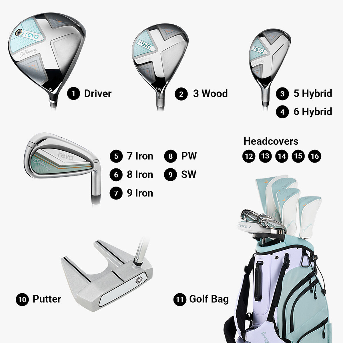 CALLAWAY REVA 26 CART BAG SET 11 PIEZAS