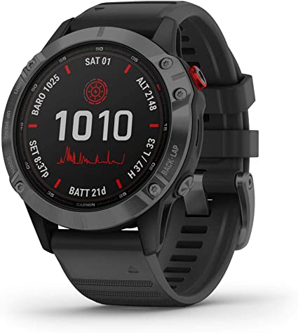 Garmin - Fénix 6 Pro Solar Slate Gray with Black Band